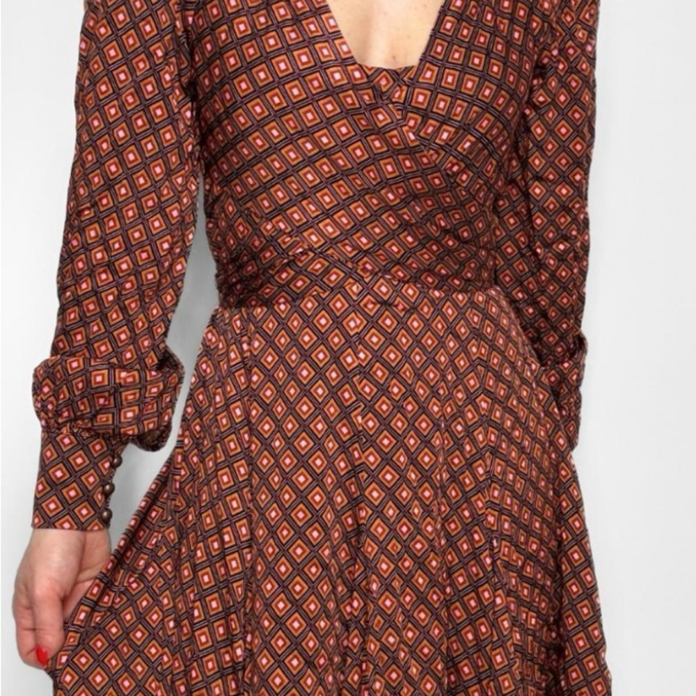Free people Wrap-Style Diamond Print Dress - Brown